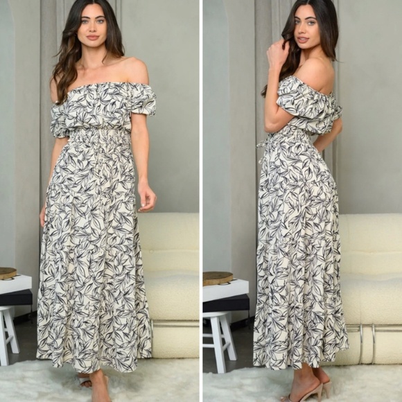 HYFVE Boho Ivory Black Floral Two Piece Maxi Skirt Set - Picture 9 of 9